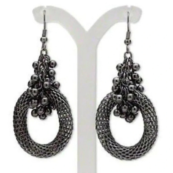 Edgy Avant Garde Gunmetal Lantern Chain Earrings - Picture 1 of 1